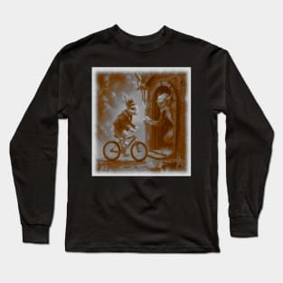 rabbit rides bike for money from demon Long Sleeve T-Shirt